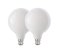 Harper Living 8 Watts G125 B22 BC Bayonet LED Bulb Opal Finish Warm White Dimmable, Pack of 2 Harper Living White