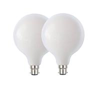 Harper Living 8 Watts G125 B22 Bc Bayonet Led Bulb Opal Finish Warm White Dimmable, Pack Of 2 White One Size
