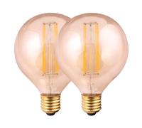 Harper Living 8 Watts G125 E27 Led Bulb Amber Globe Warm White Dimmable, Pack Of 2 Amber One Size