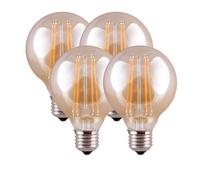 Harper Living 8 Watts G95 E27 Led Bulb Amber Globe Warm White Dimmable, Pack Of 4