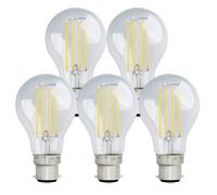 Harper Living 8 Watts Gls B22 Bc Bayonet Led Light Bulb Clear Warm White Dimmable, Pack Of 5 Clear One Size