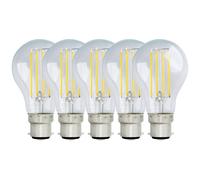 Harper Living 8 Watts Gls B22 Bc Bayonet Led Light Bulb Clear Warm White Dimmable, Pack Of 5 Clear One Size