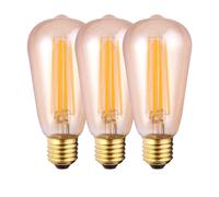 Harper Living 8 Watts St64 E27 Led Bulb Amber Warm White Dimmable, Pack Of 3 Amber