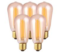 Harper Living 8 Watts St64 E27 Led Bulb Amber Warm White Dimmable, Pack Of 5 Amber