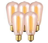 Harper Living 8 Watts St64 E27 Led Bulb Amber Warm White Dimmable, Pack Of 5 Amber One Size