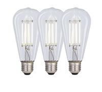 Harper Living 8 Watts St64 E27 Led Bulb Clear Cool White Dimmable, Pack Of 3 Clear One Size