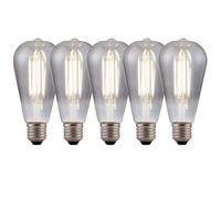 Harper Living 8 Watts ST64 E27 LED Bulb Smoked Cool White Dimmable, Pack of 5 in Mid Grey Harper Living Mid Grey