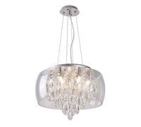 Harper Living 9 Light Pendant Ceiling Light With Large Clear Shade And Crystals Clear