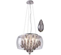 Harper Living 9 Light Pendant Ceiling Light With Large Clear Shade And Smoked Crystals Clear