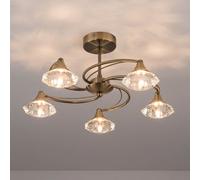 Spiral 5 Light Semi Flush Ceiling Light Antique Brass Harper Living Light Brown One Size