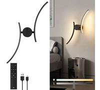 Harper Living Battery Operated Wall Light, Usb Rechargeable Wall Lamp, Modern Swirl Arm Wall Sconces In Black Black One Size