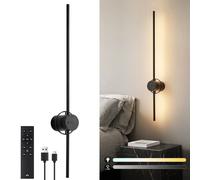 Harper Living Battery Operated Wall Light, Usb Rechargeable Wall Lamp With Remote & Touch Control In Black Black One Size
