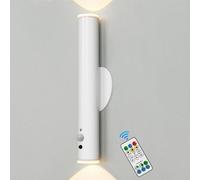 HARPER LIVING Battery Operated Wall Light White, LED Motion Sensor Wall Lamp Indoor, Portable Magnetic Rechargeable Flashlight for Bedroom Hallway Stair Power Cut, Dimmable and 3 Colours, (Single)