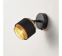 HARPER LIVING Black & Gold Wall Light, Modern Wall Lamp Indoor E14 Socket, 90°+350° Rotatable, Metal Mesh & Fabric Shade, Adjustable Wall Sconce Lights for Living Room, Bedroom, Hallway