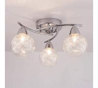 AUROLITE AL1031 BOLLA 3xG9 LED Semi Flush Ceiling Light, Polished Chrome Finish, 12W, Ideal for Living Room, Bedroom, Kitchen, and Hallway, Straight, Warm White 3000K