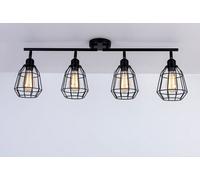 Harper Living Caged Bar Ceiling Light, 4 Lights E27 Cap, Black Vintage Finish, Led Compatible