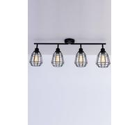 HARPER LIVING 4 Way Ceiling Lights, Black Vintage Spotlights, Adjustable Retro Kitchen Spotlight, Dimmable, Ideal for Living Room, Bedroom, Kitchen, Hallway, Hotel, B&B, 4xE27 Bulbs