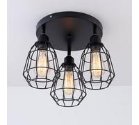 Harper Living Caged Ceiling Light, 3 Lights E27 Cap, Led Compatible In Black Black