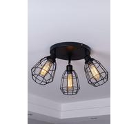 HARPER LIVING 3 Way Ceiling Lights, Black Vintage Spot Lights, Industrial Chandeliers Ceiling Light, Dimmable Flush Mount Ceiing Light for Living Room Bedroom Hallway, 3xE27 Bulbs (Not Included)