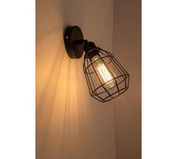 Harper Living Caged Wall Light, E27/es Cap, On And Off Switch Black Vintage Finish, Led Compatible