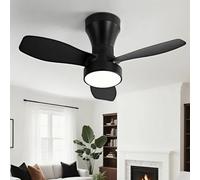HARPER LIVING Ceiling Fan Light with Remote, 40W 2100LM LED Dimmable Fan Lamp, 3 Colours, 3 Speeds & 2 Timers, Detachable Compact Fan Light Ceiling for Bedroom Living Room Home Office, Black