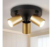 HARPER LIVING Ceiling Spot Lights, GU10 Adjustable Spotlight Fitting Black & Gold Finish, 350° Rotatable Round Modern Ceiling Lighting for Kitchen Bedroom Living Room Hallway (21cm)