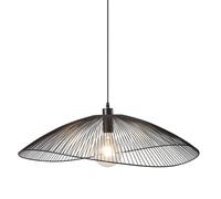HARPER LIVING Pendant Light, Large Black Pendant Ceiling Lamp with Curved Metal Threads Shade, Adjustable Height, Hanging Light fixtures for Kitchen Island Dining Room Living Room, 80cm Diameter