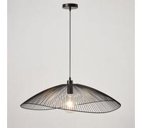 Harper Living Contemporary Large Black Pendant Ceiling Light. Decorative Shade With Curved Metal Threads, 80Cm Diameter Adjustable Height