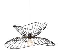 HARPER LIVING Pendant Light, Contemporary Pendant Ceiling Lamp with Curved Metal Threads Shade, Adjustable Shape, Black Hanging Light for Kitchen Island Dining Room Living Room, 65cm Diameter