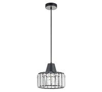 HARPER LIVING Crystal Pendant Ceiling Lights Black Finish, Adjustable Height, E27/ES Bulb Cap (Single Light)