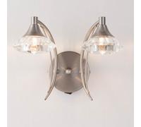 Harper Living Double Wall Light And Sconce, Satin Nickel Finish, Clear Glass Shades, G9 Bulb Cap