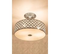 HARPER LIVING Modern Semi Flush Mount Ceiling Light, 3 Lights Crystal Drum Chandeliers, Polished Chrome Ceiling Light for Dining Room Bedrooms Living Room Kitchen Hallway, E27 Bulb Caps