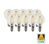 E14 4.5W Clear Glass Warm White Dimmable Golf LED Bulbs, Pack of 10 Harper Living Clear One Size