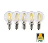 E14 4.5W Clear Glass Warm White Dimmable Golf LED Bulbs, Pack of 5 Harper Living Clear One Size