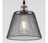 HARPER LIVING Pendant Ceiling Light Shade, Easy Fit Lampshades Black Metal Mesh, Lamp Shades, Reducing Ring Included, Vintage Ceiling Basket Cage for Bedroom Ceiling Lights Pendant (Black)