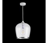 HARPER LIVING Easy Fit Pendant Light Glass Shade with Bubbles, Chrome Finish, 22CM Diameter, E27/B22 Lamp Shade with Reducer Ring for Ceiling Lighting