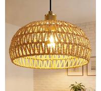 HARPER LIVING Easy Fit Pendant Lamp Shade, Handwoven Rope Ceiling Light Shade with Reducer Ring, E27/B22 Woven Shade for Pendant Lights & Floor Lamps, Bedroom Living Room Hallway Home Décor