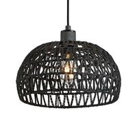 HARPER LIVING Easy Fit Pendant Lamp Shade, Handwoven Rope Ceiling Light Shade with Reducer Ring, E27/B22 Black Woven Shade for Pendant Lights & Floor Lamps, Bedroom Living Room Hallway Home Décor