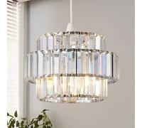 HARPER LIVING Easy Fit Pendant Shade, Chrome Ceiling Light Shade with Diameter 27cm - Modern Lampshade for Bedroom, Kitchen, Living Room