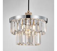 HARPER LIVING Easy Fit Pendant Shade, Chrome Ceiling Light Shade with Diameter 25cm - Modern Lamp Shades for Bedroom Kitchen Living Room Dining Room