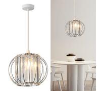 HARPER LIVING Easy Fit Pendant Shade, Chrome Ceiling Light Shade with Diameter 27cm - Modern Lampshade for Bedroom, Kitchen, Living Room