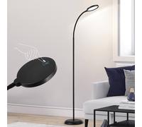HARPER LIVING Floor Lamp Black, Dimmable LED Lamps for Living Room, 3 Colour Temperatures Standing Lamp with Touch Control, Adjustable Gooseneck Reading Floor Light for Bedroom, Office