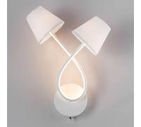 Harper Living Indoor LED Wall Sconce Lamp with 2 Vintage Fabric Shade, Toggle Switch in White Harper Living White