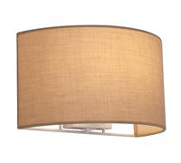 HARPER LIVING Indoor Wall Lights, E27 ES Wall Wash Lamp with Switch, Bedside Wall Light with Taupe Semi-Circle Fabric Shade, Wall Sconce Lighting for Bedroom, Living Room, Hallway, Hotel