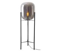 HARPER LIVING Industrial Floor Lamp with Smoked Glass Shade - 118cm Tall Standing Lamp, 60W E27 Bulb Compatible (Not Included), Modern Corner Reading Light for Living Room, Bedroom, Office
