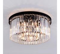 Harper Living Large 6 Light Flush Ceiling Light, Decorative Crystal Rings Around Lights In Black Black One Size