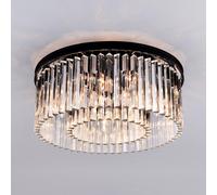 Harper Living Large 8 Light Flush Ceiling Light, Decorative Crystal Rings Around Lights In Black Black One Size