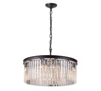 Harper Living Large 8 Light Pendant Ceiling Light, Decorative Crystal Rings Around Lights In Black Black One Size