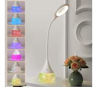 HARPER LIVING LED Desk Lamp with Glitter Base (7-Colour Changing), RGB Table Lamp, 4000K Dimmable Touch Night Light, Bedside Mood Light for Bedroom, Living Room, Office, Gifts