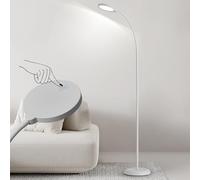 HARPER LIVING LED Floor Lamp, Dimmable Standing Lamp with Touch Control, 3 Colour Temperatures Memory Function, 5.5W 600LM 360° Adjustable Standard Lamps for Living Room Bedroom Office, White